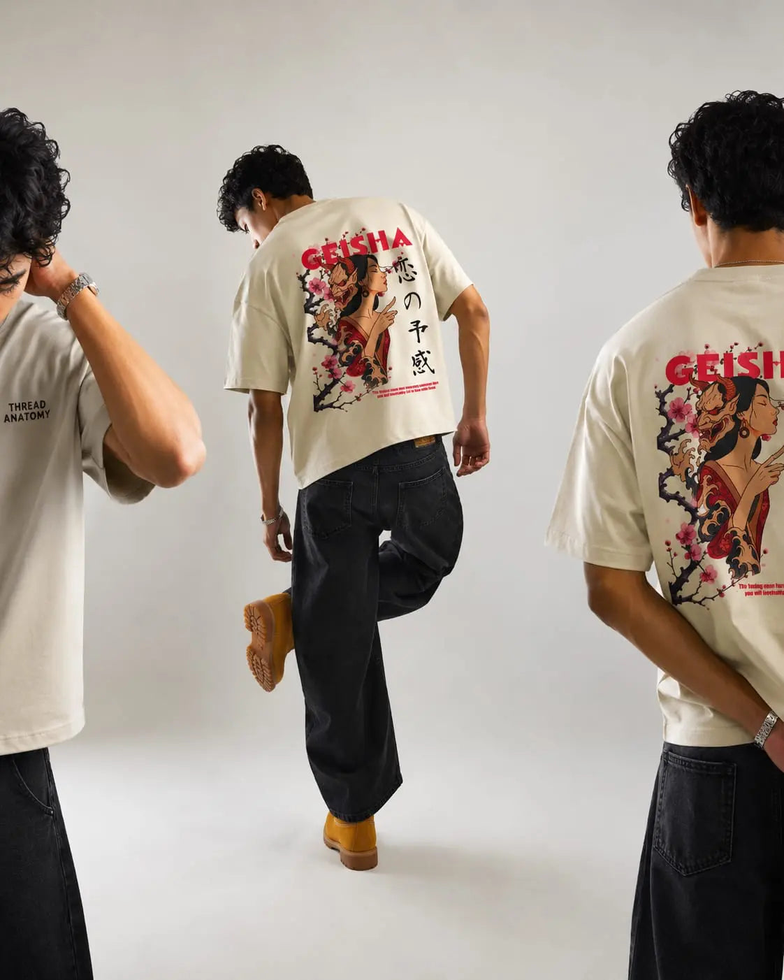 Front and back view of GEISHA Oversized Tee by Thread Anatomy