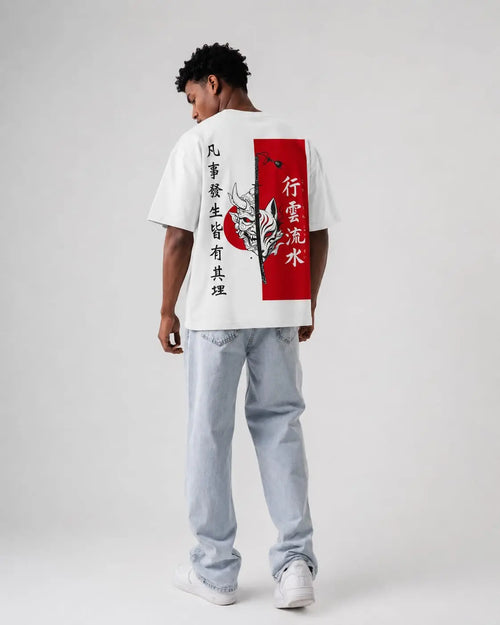 Back view of Eclipse Oni Japanese Streetwear T-Shirt